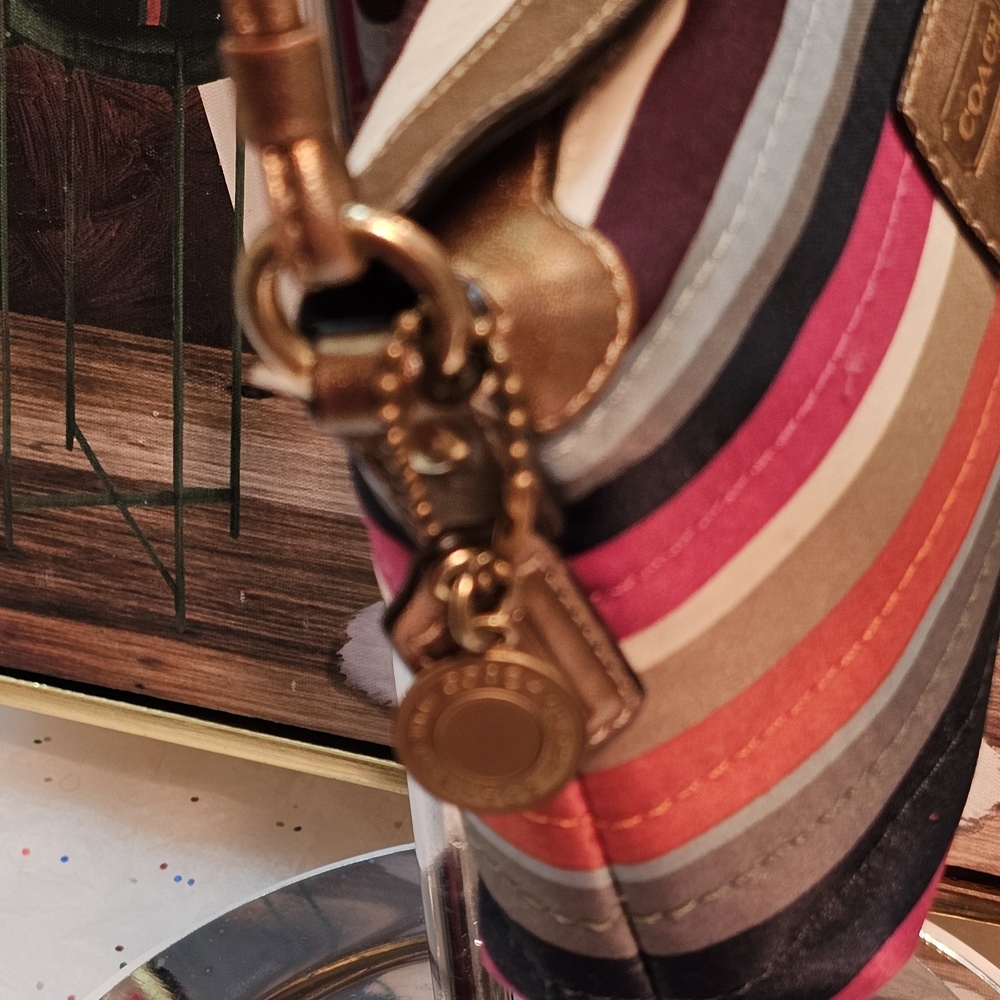 Coach Legacy Multicolor Satin Striped Women's Mini Bag/Wrislet - Picture 5 of 16